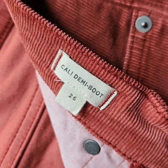 Madewell Cali-Demi boot corduroy pants front button closure size 26 - Picture 6 of 13
